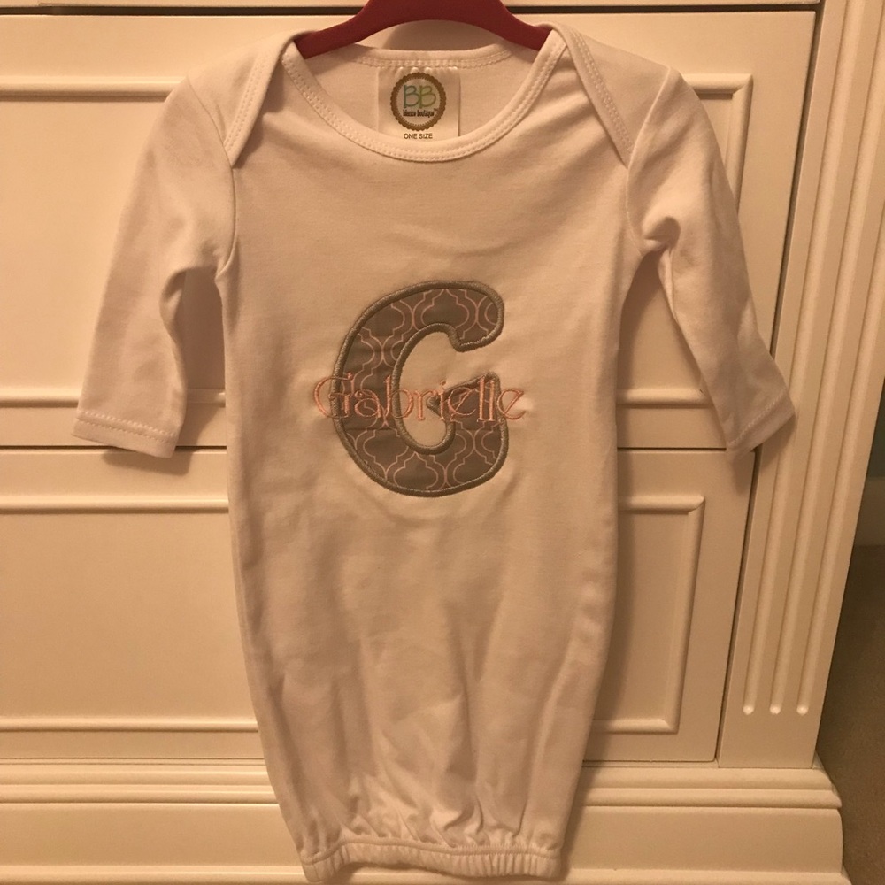 Monogrammed “Gabrielle” Infant Gown
